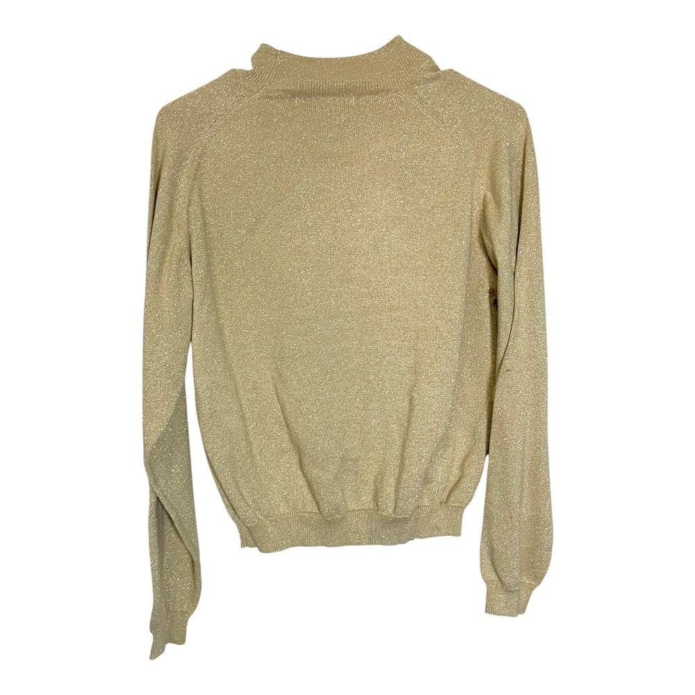 VIntage Belle Pointe M Gold Sweater Metallic Mock Neck Raglan Shimmer Disco Glam